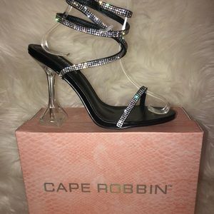 NEW BLACK SQUARE STILETTO HIGH HEEL